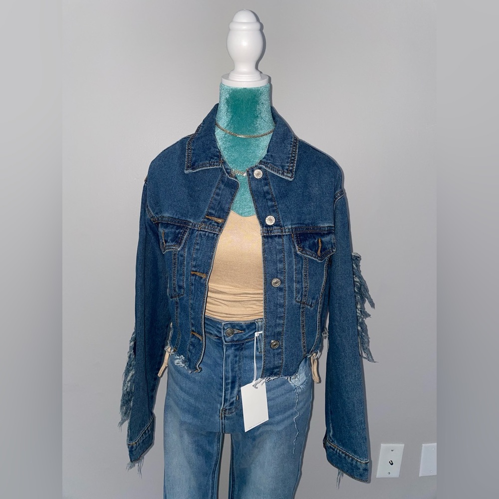 Blue Denim Fringe Jacket